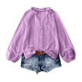 thumbnail image 2 of Women's V-Neck Lace Crochet Blouse, Hollow Long Sleeve Button-Front Top, 2 of 5