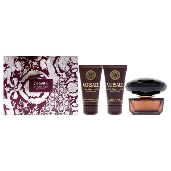 Versace Versace Crystal Noir , 3 Pc Gift Set 1.7oz EDP Spray, 1.7oz Body Lotion, 1.7oz Bath and Shower Gel