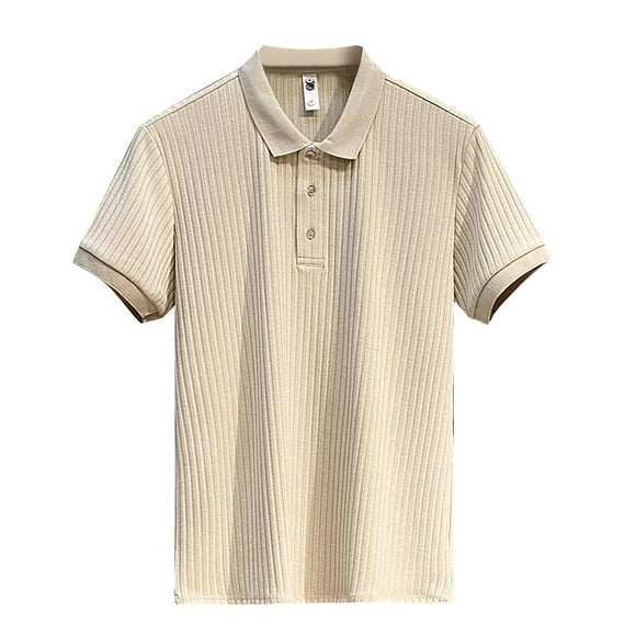 Ketyyh-chn99 Men Polo Shirt Casual Men's Shirts 2024 Short Sleeve Dressy Oversized Blouses Beige,3XL