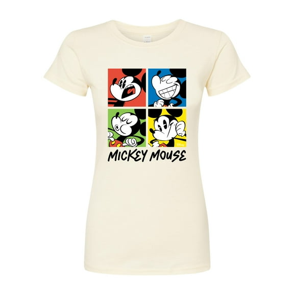 Disney - Mickey Colorblock Grid - Juniors Fitted Graphic T-Shirt