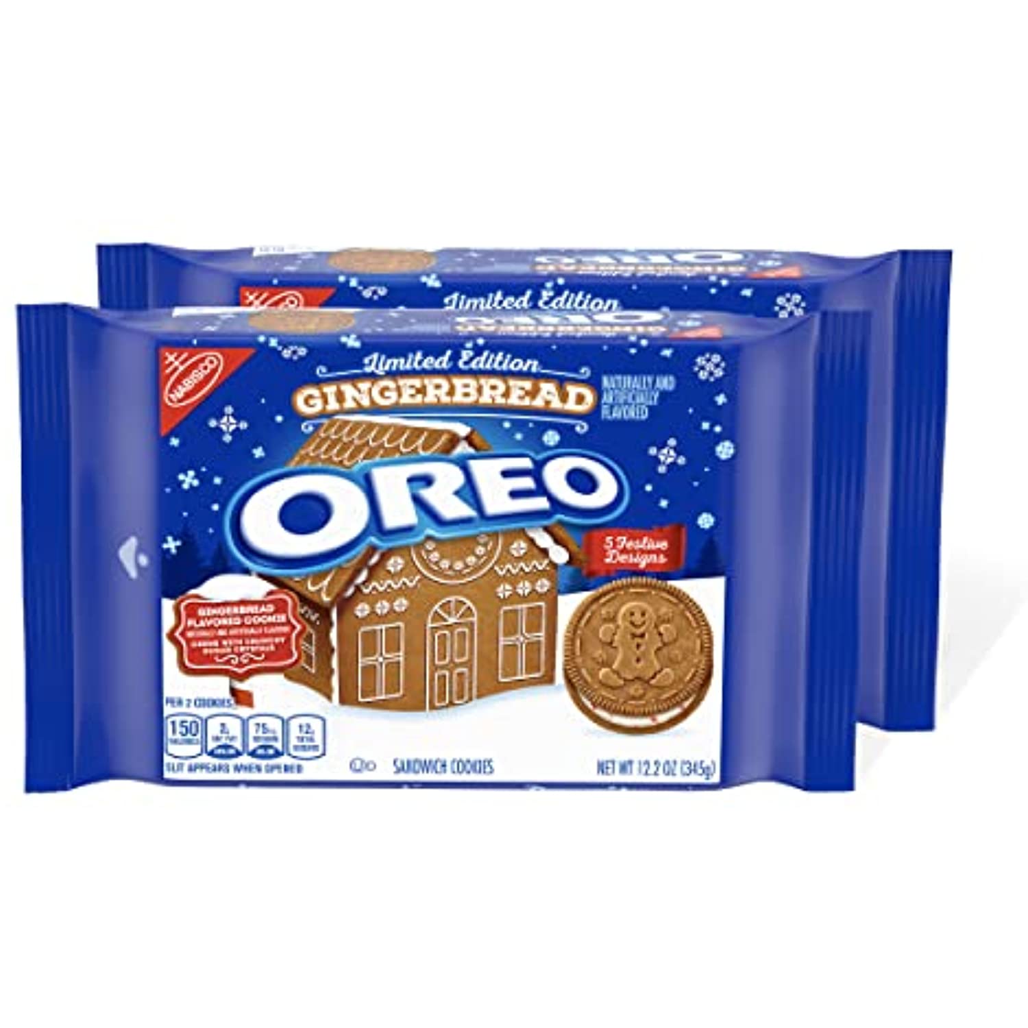 Oreo Gingerbread Sandwich Cookies, Holiday Cookies, 2 12.2 Oz Packs