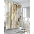 thumbnail image 3 of Minimalism Shower Curtain, Marble Texture Gold White Crack Stone Abstract Art Waterproof Shower Curtain Set with 12 Hooks Lightweight Washable Fabric Shower Curtains for Bathroom 48x72 Inches, 3 of 6