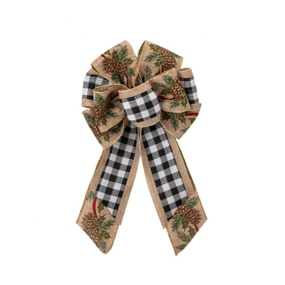 Christmas Bow Linen Bows Rustic Holiday Decorative Bows for Christmas