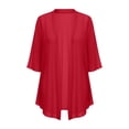 thumbnail image 3 of APEXFWDT Womens Kimono Beach Cover Up Chiffon Cardigan Summer Tops Casual Loose Sheer Open Front Cardigan,XXL,Red, 3 of 8