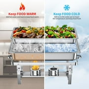 Chafing Dish Buffet Set 4 Pack: TINANA 8QT Stainless Steel Chafing Dishes for Buffet, Chafers and Buffet Warmers Sets for Parties, Events, Wedding, Camping, Dinner