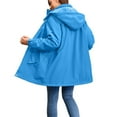 thumbnail image 5 of BADHUB Women's Waterproof Windbreaker 2025 Mid-Long Outdoor Hooded Raincoat Loose Windproof Hiking Trench Jacket Blue 2XL, 5 of 9