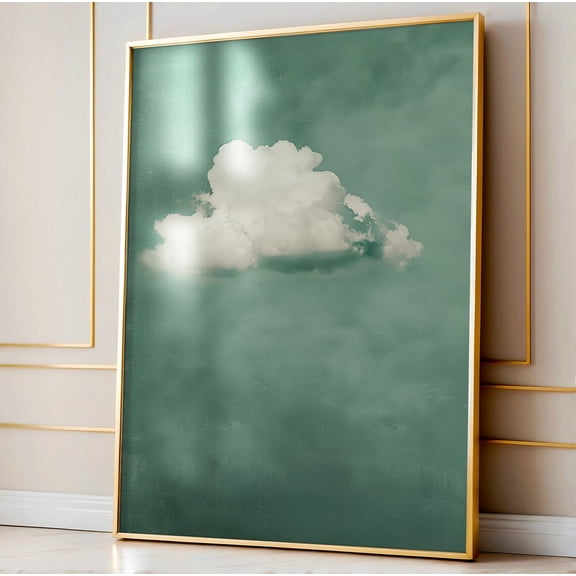 Sage Green Cloud Poster, Unframed Paper Poster 8x10in