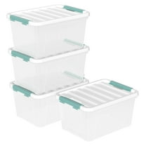 20 Quart Plastic Latching Storage Boxes, Clear Storage Box Bins with lids Set of 4