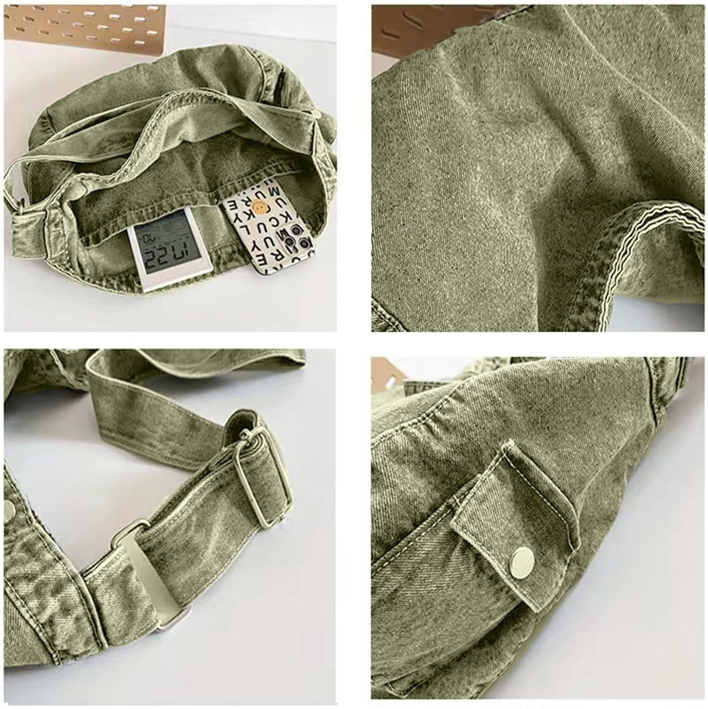 Denim Canvas Messenger Bag Large Crossbody Bag with Multiple Pockets Casual Shoulder Aesthetic Tote Bag for Women and Men