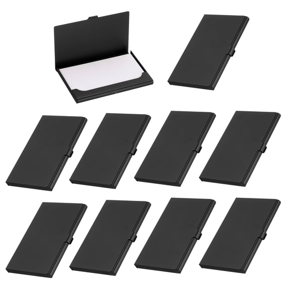 Business Card Holder, 10Pcs Aluminum Metal Card Case Card Holder, Black