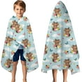 thumbnail image 3 of Blue Highland Cow Flower Butterfly Pattern Hooded Bath Towel，50"x30" for Ages 3 To 12 Kids, Quick Dry Lightweight Soft Microfiber Hood Beach Towel Cover Up for Kids, 3 of 7