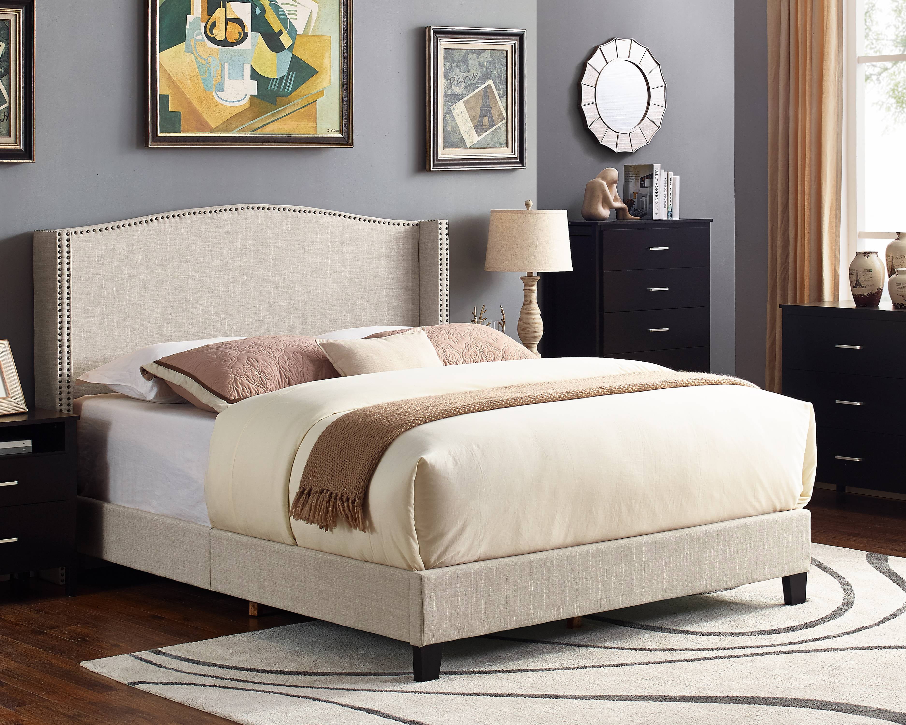 Scarlett Upholstered Wingback Bed, Multiple Sizes and Colors