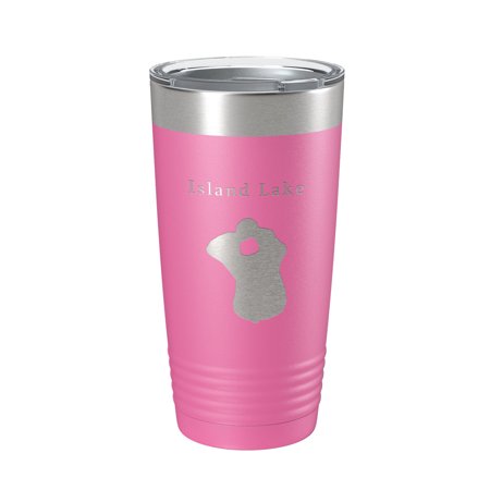 

Island Lake Map Tumbler Travel Mug Insulated Laser Engraved Coffee Cup Florida 20 oz Pink