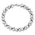 thumbnail image 3 of 925 Sterling Silver Black White Diamond Chain Tennis Charm Bracelet, 3 of 4