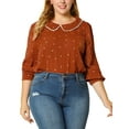 thumbnail image 6 of MODA NOVA Junior's Ruffle Peter Pan Collar Long Sleeves Blouse Tops, 6 of 6