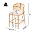 thumbnail image 3 of Tabouret de Comptoir Intérieur en Bois, Naturel, 3 of 12