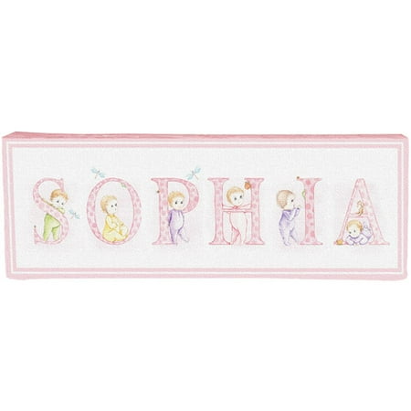 Personalized Vintage Infant Alphabet 6-Letter Name Canvas, Pink