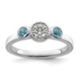 thumbnail image 3 of Auriga Fine Jewelry 925 Sterling Silver Double Round Blue Topaz & Diamond Ring for Women Size 8, 3 of 6