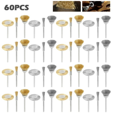 

Miuline Steel Wire Wheel Brushes 3mm (1/8 ) Cleaning Polishing Buffing Cup Brush Accessories for Power Dremel Rotary Tools 60Pcs