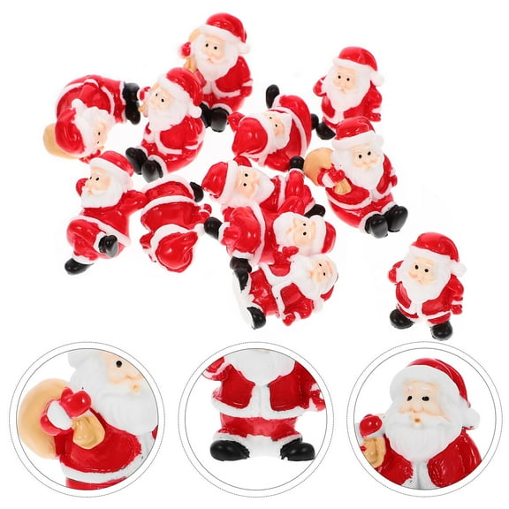 GOOHOCHY Adorable Resin Santa Claus Ornaments for Christmas Decoration Red Color 12pcs Mixed Style