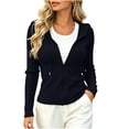 thumbnail image 3 of RongHuan Womens Lightweight Zip Up Hoodie Ribbed Knit Long Sleeve Cropped Jacket Casual Drawstring Hooded Tops, 3 of 8