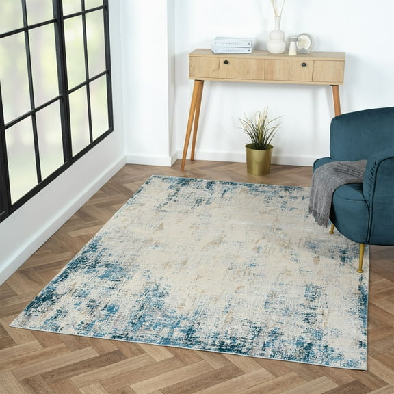 Ox Bay Dallas 2' x 3' Gray/Blue Abstract Premium Ultra-Soft Indoor Area Rug
