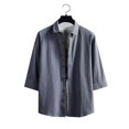 thumbnail image 1 of pstuiky camiseta de hombre, Camisa informal de manga corta con cuello alto y botones para hombre, color liso ropa de hombre xxl, 1 of 3