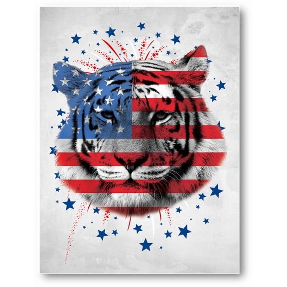 Awkward Styles USA Flag Canvas with Tiger Patriotic American Flag Wall Art Tiger Wall Decor Free American Decoration for Living Room Bedroom Kids Room 4th of July