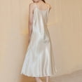 thumbnail image 5 of Jalioing Spaghetti Strap Satin Nightgown for Women Sleeveless V Neck Full Slip Dress Comfy Silky Nightdress, 5 of 5