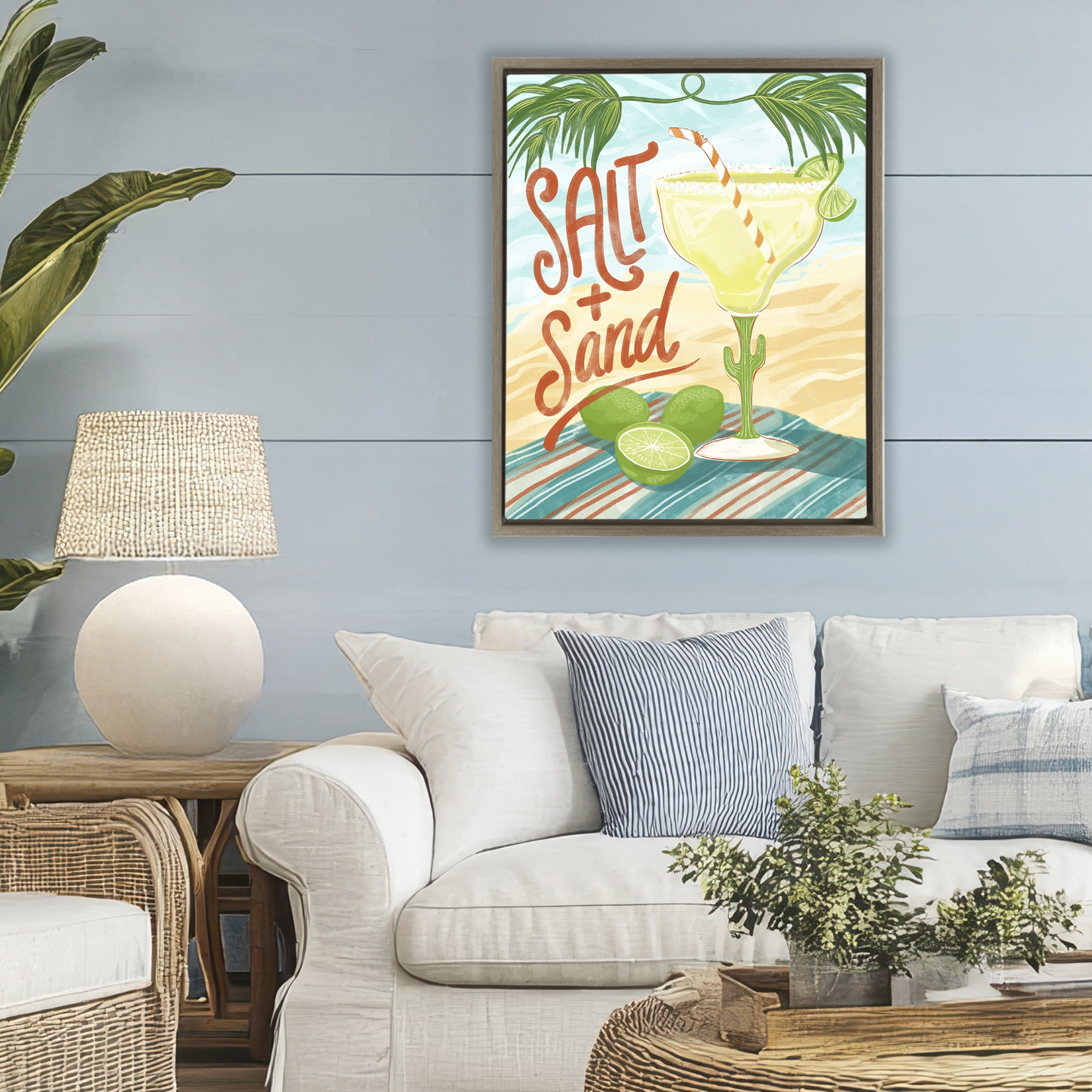 Stupell Industries Salt & Sand Margarita Brown Framed Floater Canvas Wall Art, design by Connie Summers