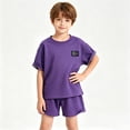 thumbnail image 3 of Vornjynx Outfit Sets for Boys Crew Neck Short Sleeve Tee and Shorts Elastic Waist Comfort Soft Summer Trendy Daily Clothes 2 Piece Purple Size 9, 3 of 7
