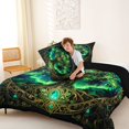thumbnail image 4 of Homewish Astrology Nature Tree Queen Comforter Set,Botanical Design Comforter Sets Queen,Gold Green,Black Reversible,3pcs,1 Comforter and 2 Pillowcases, 4 of 7