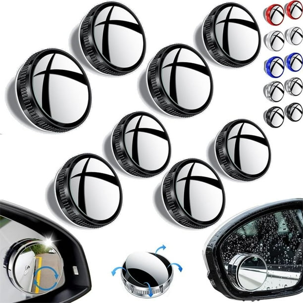 Espejo convexo de punto ciego para coche con ventosa, espejo retrovisor lateral ajustable con rotación de 360 grados, espejo retrovisor gran angular convexo extraíble, visión gran angular de alta defi