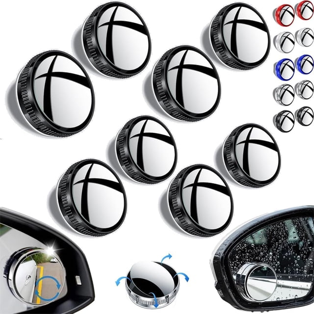 Espejo convexo de punto ciego para coche con ventosa, espejo retrovisor lateral ajustable con rotación de 360 grados, espejo retrovisor gran angular convexo extraíble, visión gran angular de alta defi