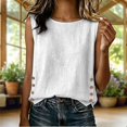 thumbnail image 2 of Women's Sleeveless Tank Tops Textured Loose Tunic Tops Button Slit Hem Casual Layering Shirts Solid Basic Tank Shirts Fashion Outfit White, 2 of 8