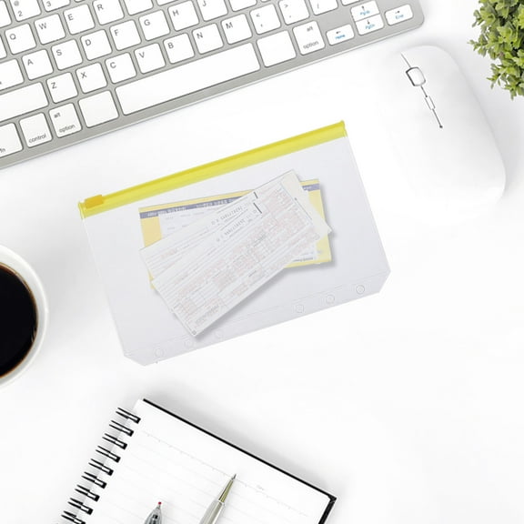 WHAMVOX  12 Pcs Clear Pouches with Zipper Binder Bag Budget Pockets