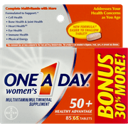 One A Day Women’s 50+ Healthy Advantage Multivitamin Supplement Tablets, 65 Count