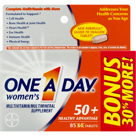 One A Day Women’s 50+ Healthy Advantage Multivitamin Supplement Tablets, 65 Count