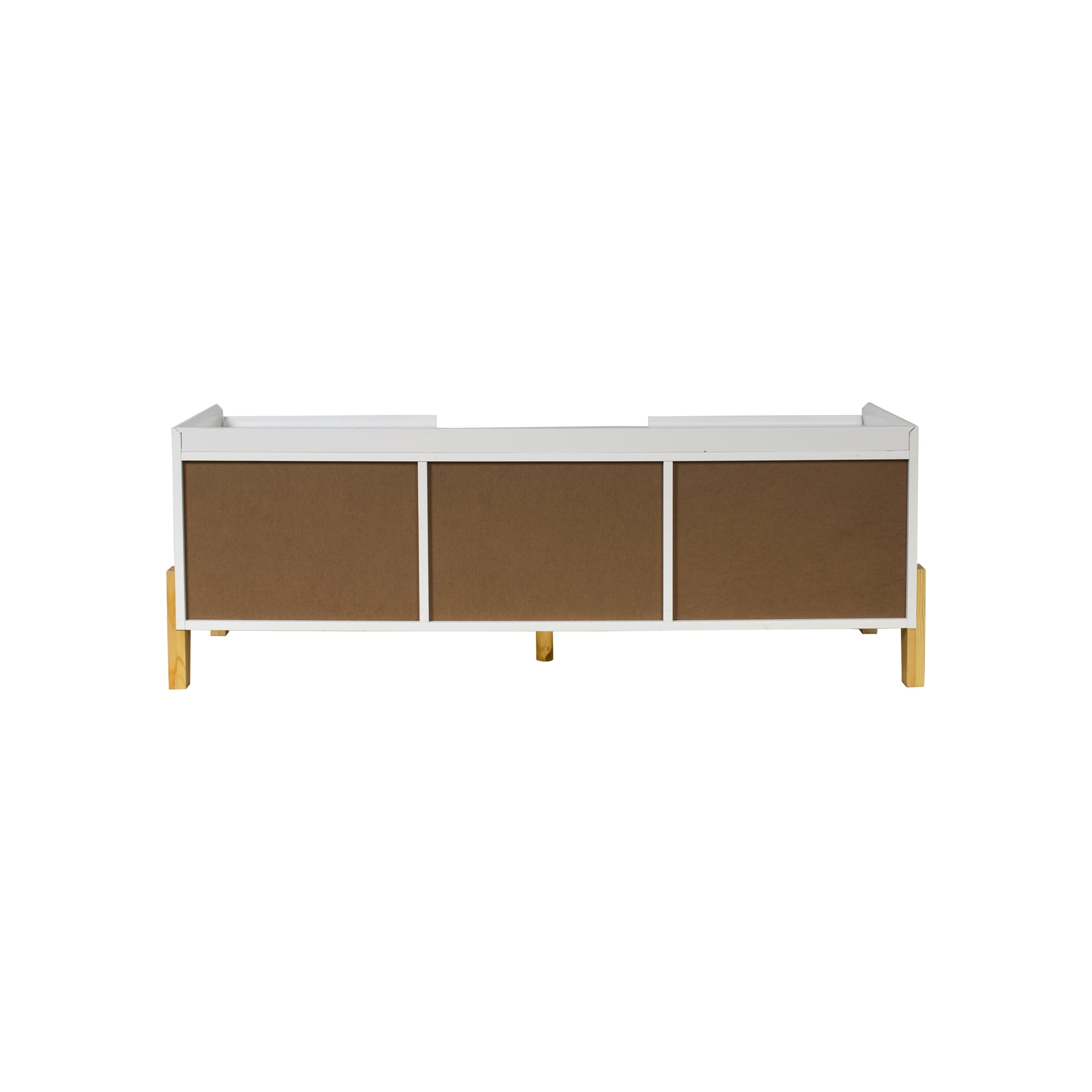Wooden TV Stand for TVs up to 55 Inch, Media Console with 2 Cabinets and Shelves, TV Console for Living Room (White)