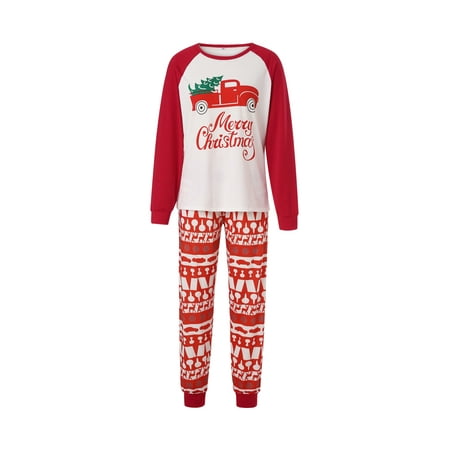 Aunavey Matching Christmas Pajamas Set Holiday Xmas Deer Car Pjs Set Sleepwear for Family