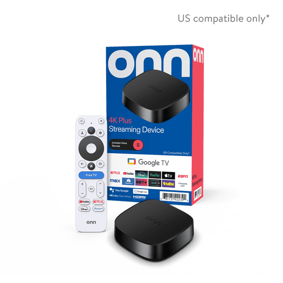 (Open Box) Onn Google TV 4K Plus Streaming Device 4K UHD Dolby Vision Dolby Atmos