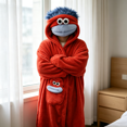 thumbnail image 3 of Monster Onesie Animal Pajamas Cosplay Costume with Slippers, Big Eyes Wide Mouth Monster Jumpsuit, Funny Character Outfit, Halloween Costume for Couples, Parties and Lounging, and Events, Red:XXL, 3 of 5