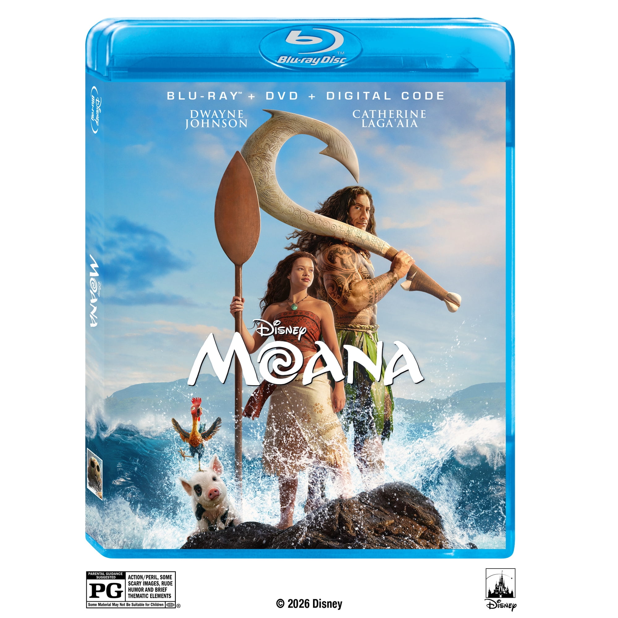 Moana (2026) (Blu-ray + DVD Combo + Digital) Disney Live Action, Action, Adventure