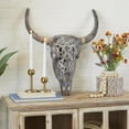 thumbnail image 2 of DecMode Gray Polyresin Skull Bull Wall Decor, 2 of 7