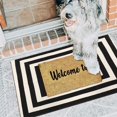 thumbnail image 4 of Black Cream Outdoor Rug Doormat 2\u2019 x 3\u2019 Farmhouse Cotton Woven 3D Striped Printed Rugs Runner Washable Welcome Door Mat for Bathroom Living Room Bedroom Carpet, 4 of 7