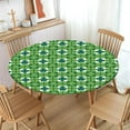 thumbnail image 2 of St Patricks Day Round Fitted Tablecloth with Elastic Edge,Water-Resistant Wipeable Green White Buffalo Plaid Clover Shamrock Table Cover for 44-48" Stretch Table Cloth for Dinner Indoor Outdoor Party, 2 of 4