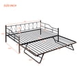 thumbnail image 4 of Seizeen Daybed with Pop Up Trundle, Full Size Daybed with Twin Size Trundle Bed, Metal Sofa Bed Frame for Living Room, Modern Home Space Saving Furniture, No Box Spring Needed, Black, L0175, 4 of 10