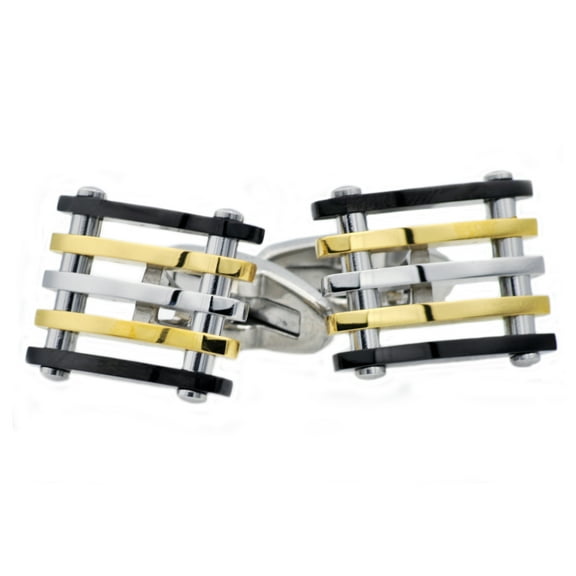 Mens Gold And Black Plated Stainless Steel Cuff Links