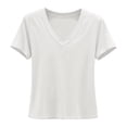 thumbnail image 4 of Delayuji Womens Short Sleeve Tshirt V Neck Casual T Shirts Basic Tee Classic Fit Plain Summer Crop Tops Work Wear M-6XL, 4 of 5