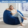 thumbnail image 6 of 3FT Bean Bag Chair Bean Bag Chairs for Adults Giant Bean Chairs with Velvet Cover, Memory Foam BeanBag Chair Fluffy BeanBag Chairs for Living Room, Bedroom - Blue(36" x 36" x 22"), 6 of 9